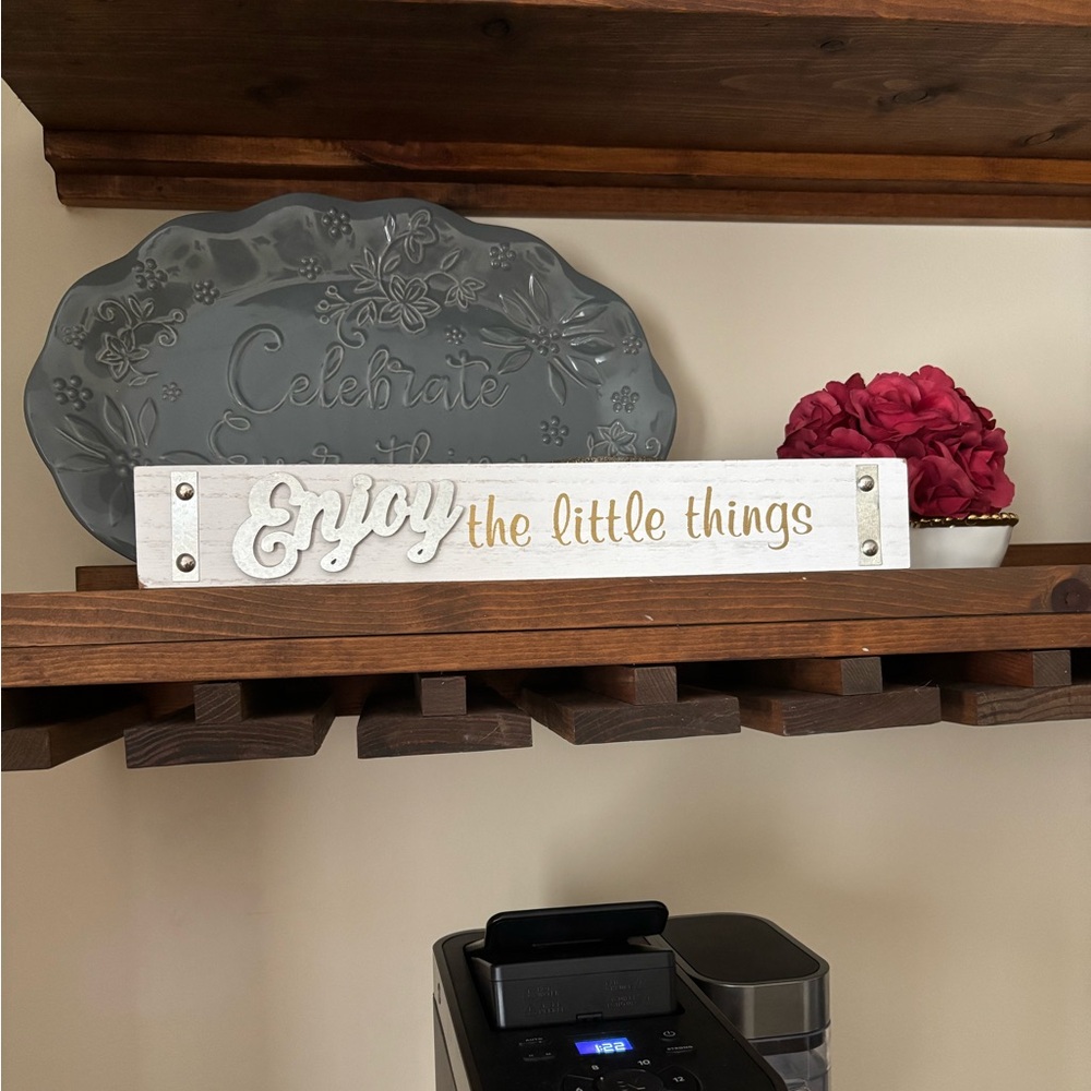 White Silver and Gold Decorative Sign Self Expression Free Standing Decor